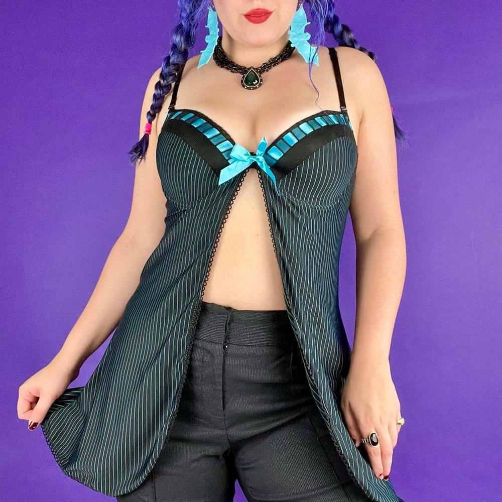 Pinstripe bustier babydoll top size medium